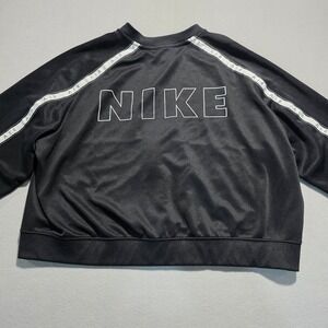 Nike Air Track Jacket Crop Top Black White‎ Swoosh Logo Full Zip Women's XL